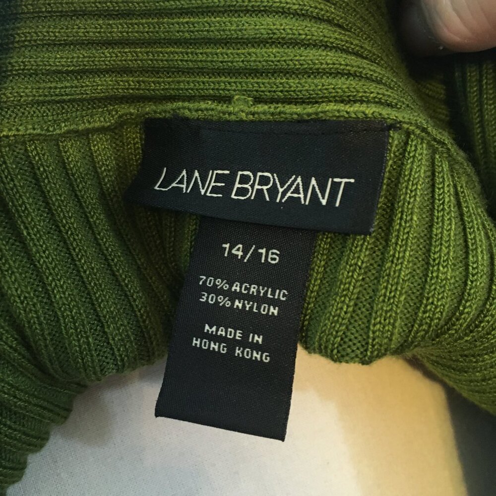 Lane Bryant Womens Green Ribbed V-Neck Wrap Sweater, criss cross size 14/16 - Picture 8 of 9